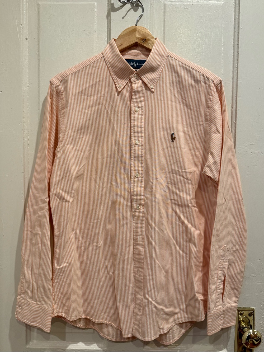 Polo by Ralph Lauren Orange Striped Button-Down Shirt, M